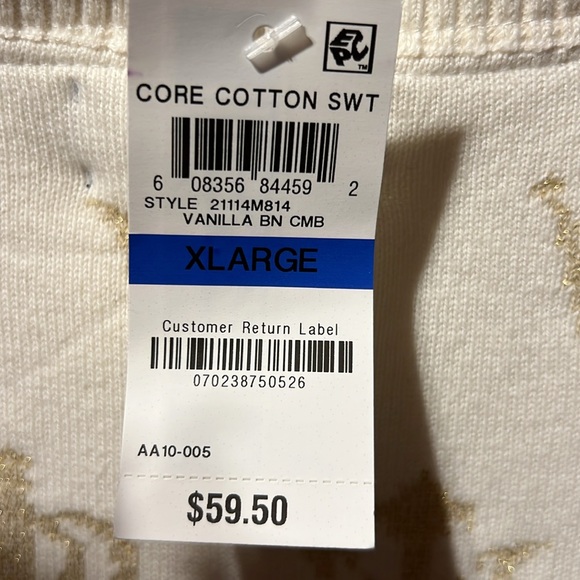 Charter Club, XL, NWT,gold thread, and rhinestone embellished sweater - Picture 10 of 10